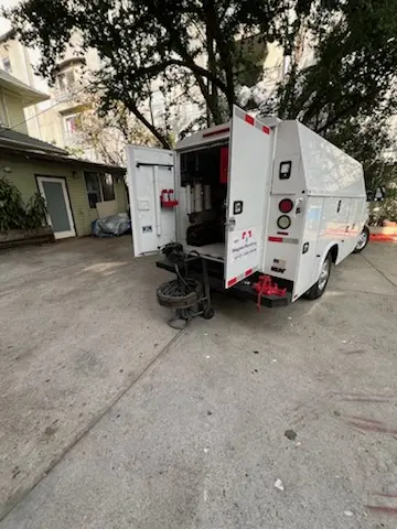 Magnet Plumbing service vehicle on-site for Sewer Line Repair in Whittier